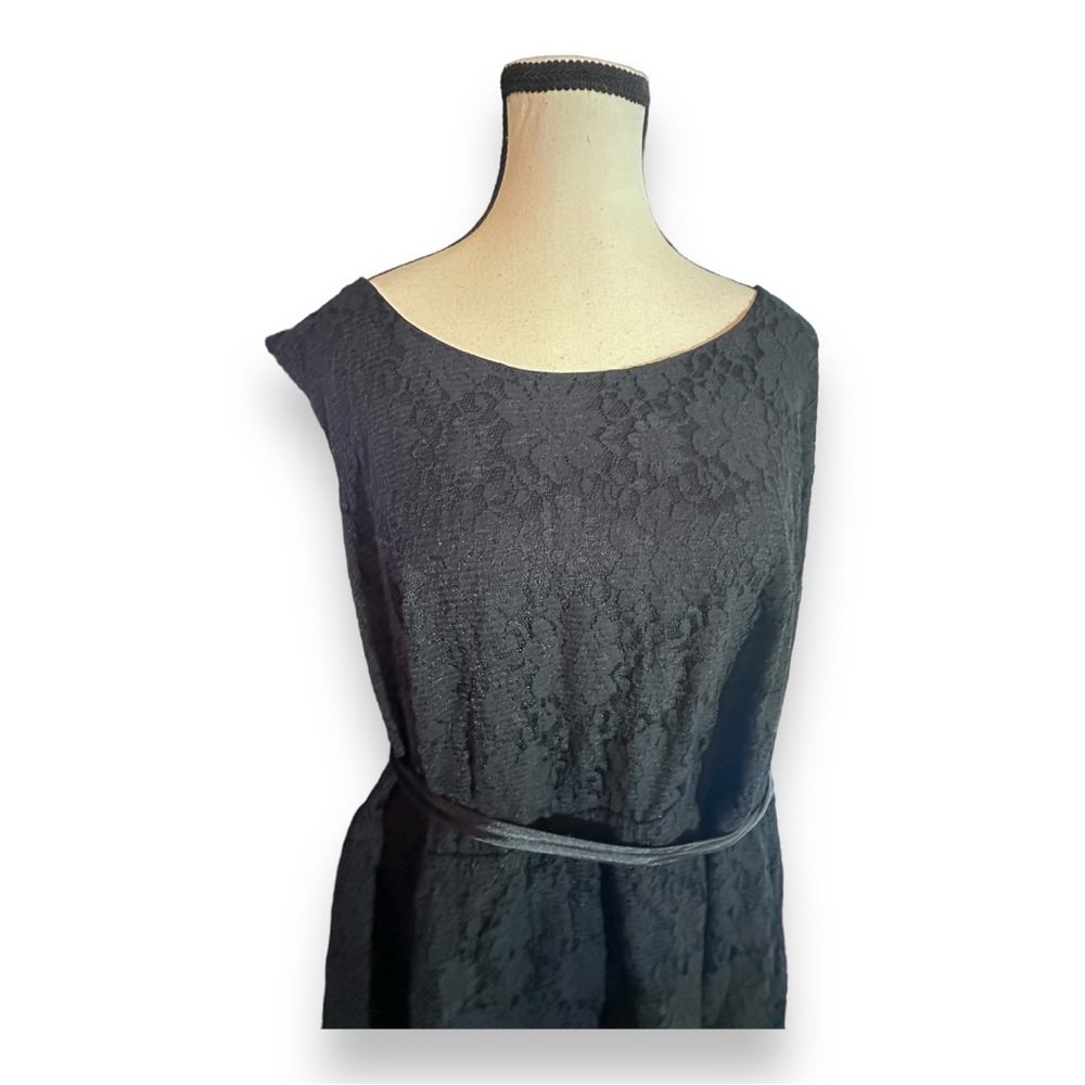 Women’s Apt 9 3X Tie Belt Black Sleeveless Lace A Line Dress 22 24 3XL XXXL - Picture 7 of 8